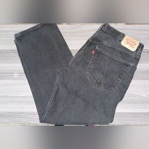 Levis 505 Pants Men's Regular Fit 40x30 Black Denim Jeans